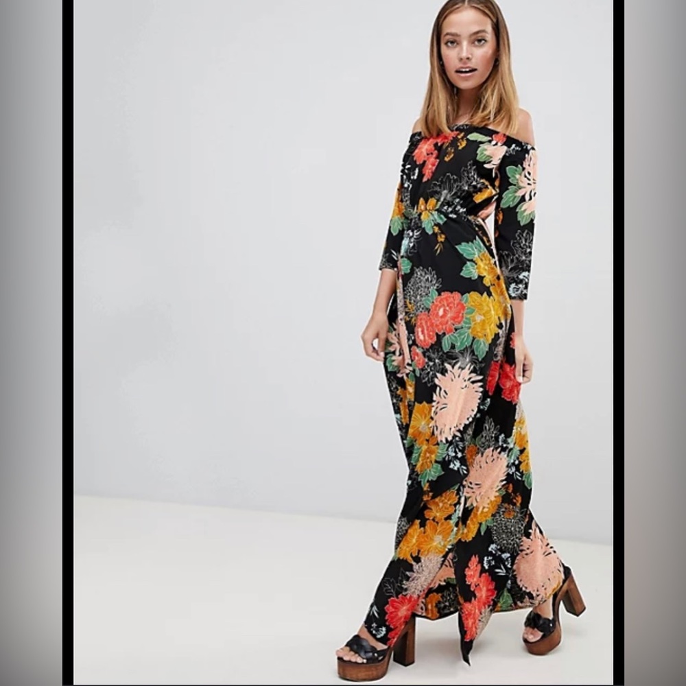Glamorous Off Shoulder Floral Maxi Dress
